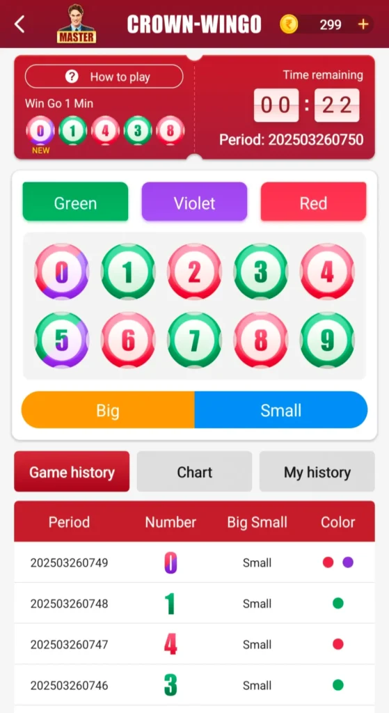 crown 11 color prediction wingo game